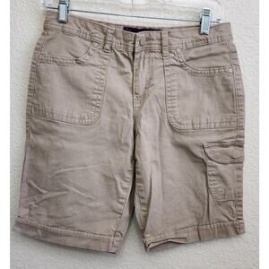 Gloria Vanderbilt Tan Brown Cargo Shorts 6P Lightweight Side Pocket Soft